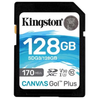 Карта памяти SD, Kingston Canvas Go! Plus, 128GB, SDG3/128GB, Class 10, UHS-I, R170/W90 в Metoo.kz - Metoo (1)