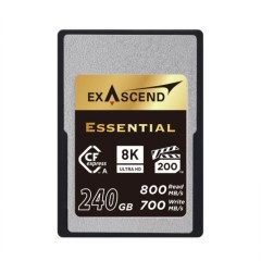 Карта памяти CFexpress Type A, 240Gb, Exascend Essential, VPG200 - 8K, PCIe3.0, R800/W700..