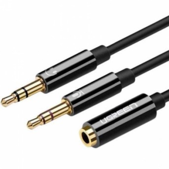 Аудиокабель Ugreen AV140 20898 Dual 3.5mm Male To 3.5mm Female Audio Cable Black в Metoo.kz - Metoo (1)