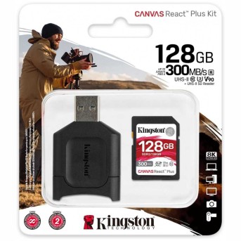 Карта памяти SD, Kingston Canvas React Plus, 128GB, SDR2/128GB, UHS-II, R300/W260 в Metoo.kz - Metoo (3)