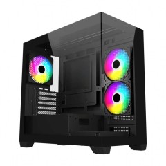 Компьютерный корпус FSP S340, Без БП, 2xUSB3.0, 3xFAN120 ARGB, 2xGlass, Black, ATX..