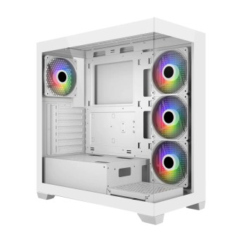 Компьютерный корпус FSP M340, Без БП, 2xUSB3.0, Type-C, 4xFAN120 ARGB, 2xGlass, White, ATX - Metoo (1)