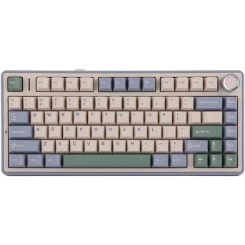 Клавиатура AULA F75, mechanical, Gray Wood V3 switch, 80 keys EN/<wbr>RU, 2.4/<wbr>BT/<wbr>cable, Purpl-beige-green - Metoo (1)