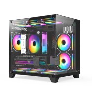 Компьютерный корпус Huntkey S920 Storm RGB, Без БП, 0.5mm, 2xUSB2.0, 1xUSB3.0, 3xARGB F, mATX, Black