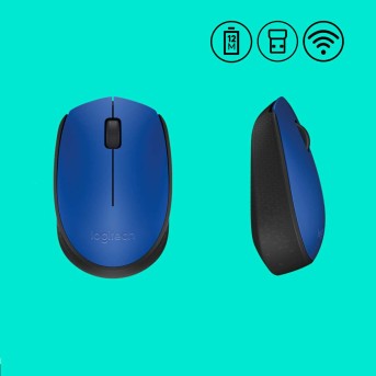 Мышь беспроводная Logitech M171 Blue (синяя, оптическая, 1000dpi, 2.4 GHz/<wbr>USB-ресивер) (M/<wbr>N: M-R0060 / C-U0010) - Metoo (3)