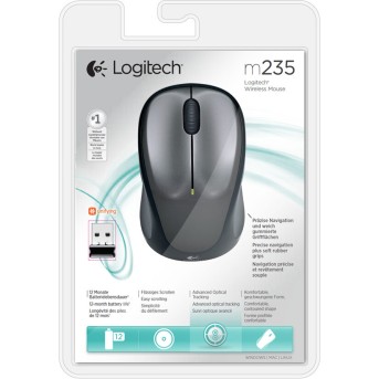 Мышь беспроводная Logitech M235 Colt Matte (серая, оптическая, 1000dpi, 2.4 GHz/USB-ресивер (Logitech Unifying®)) (M/N: M-R0038 / C-U0008) в Metoo.kz - Metoo (4)