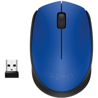 Мышь беспроводная Logitech M171 Blue (синяя, оптическая, 1000dpi, 2.4 GHz/<wbr>USB-ресивер) (M/<wbr>N: M-R0060 / C-U0010) - Metoo (1)