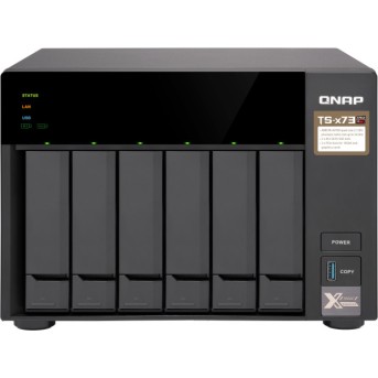 Сетевое оборудование QNAP Сетевой RAID-накопитель Qnap TS-673-4G, 6 отсеков 3,5"/<wbr>2,5", 2 слота M.2 SSD. AMD RX-421ND 2,1 ГГц (до 3,4 ГГц ), 4 ГБ DDR4. - Metoo (1)