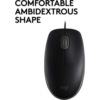Мышь Logitech B110 Silent (B110s) Black (черная, бесшумная, оптическая, 3 кнопки, 1000dpi, USB, 1.8м) (M/<wbr>N: M-U0051) 910005508 - Metoo (7)
