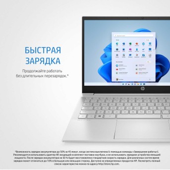 Ноутбук HP 5C0F2EA Pavilion Laptop 14-dv0094ur 14" FHD(1920x1080) IPS/<wbr>Intel Core i3-1125G4 2,0Ghz Quad/<wbr>8GB/<wbr>512GB/<wbr>Integrated/<wbr>Wi-Fi/<wbr>BT5.0/<wbr>720P HD Camera/<wbr>BKLT/<wbr>Windows 11 Home/<wbr>1Y/<wbr>Silver - Metoo (10)