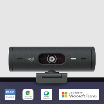 Веб-камера Logitech Brio 500 Graphite (Full HD, 1080p/<wbr>30fps, автофокус, zoom 4x, угол обзора 90° по диагонали, стереомикрофон, 4Мп) - Metoo (6)