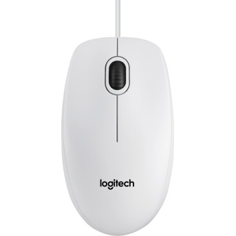 Мышь Logitech B100 White (белая, оптическая 800dpi, USB, 1.8м) (M/<wbr>N: M-U0026) - Metoo (1)