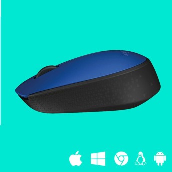 Мышь беспроводная Logitech M171 Blue (синяя, оптическая, 1000dpi, 2.4 GHz/<wbr>USB-ресивер) (M/<wbr>N: M-R0060 / C-U0010) - Metoo (6)