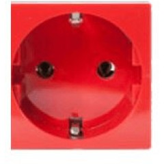 Розетка электрическая 2К+З, с защитными шторками(красный)..