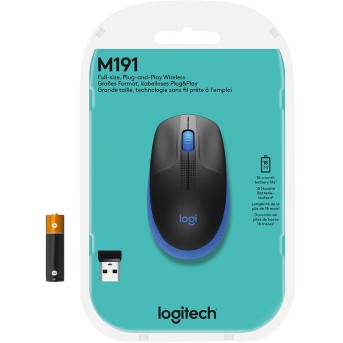 Мышь беспроводная полноразмерная Logitech M190 Blue (M/<wbr>N: MR0087 / CU0019) - Metoo (2)