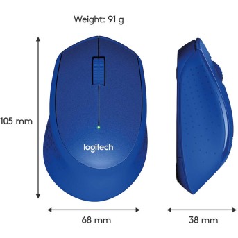 Мышь беспроводная Logitech M330 Silent Plus Blue (синяя, оптическая, 1000dpi, 2.4 GHz/<wbr>USB-ресивер, бесшумная, под правую руку) (M/<wbr>N: M-R0051 / C-U0010) 910-004910 - Metoo (5)