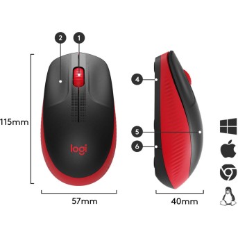 Мышь Logitech беспроводная M190 Red - Metoo (4)