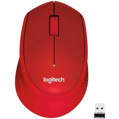 Мышь беспроводная Logitech M330 Silent Plus Red (красная, оптическая, 1000dpi, 2.4 GHz/<wbr>USB-ресивер, бесшумная, под правую руку) (M/<wbr>N: M-R0051 / C-U0010) 910-004911