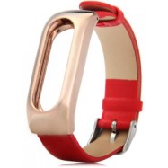 Ремешок для браслета Xiaomi Mi Band Leather strap Metal holder Red