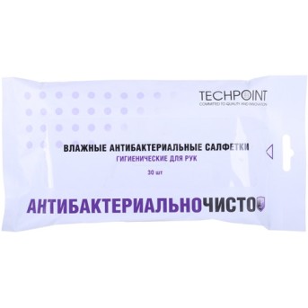 Влажные салфетки Techpoint 9014 антибактериальные для рук в мягкой упаковке (30шт.) - Metoo (1)