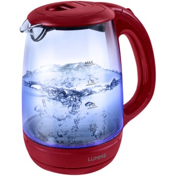 Чайник стеклянный LUMME LU-134 красный гранат - Metoo (1)