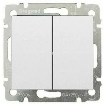 Legrand 774405 Выключатель 2клав 10A БЕЛ VLN - Metoo (1)
