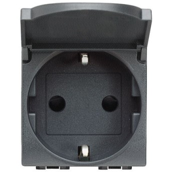 Legrand L4141PW LL Розетка 2К+З с крышкой, антрацит - Metoo (1)