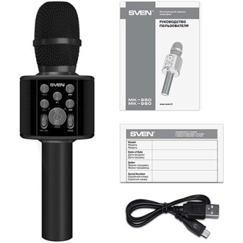 SVEN Микрофон для караоке MK-960, черный (6W, Bluetooth, microSD, 1200mA*h) - Metoo (4)