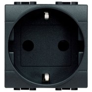 Legrand L4141 Розетка 2П + заземление (боков.) 10А/16А с защитными шторками 2 модуля