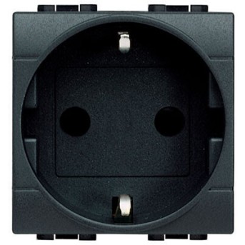 Legrand L4141 Розетка 2П + заземление (боков.) 10А/<wbr>16А с защитными шторками 2 модуля - Metoo (1)