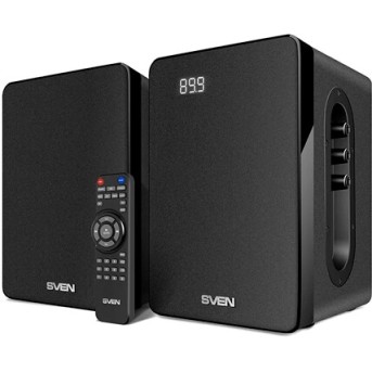 SVEN SPS-710, чёрный, акустическая система 2.0, мощность 2x20Вт (RMS), FM-тюнер, USB/<wbr>SD, дисплей - Metoo (1)