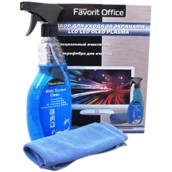 F150387 "FAVORIT OFFICE" Набор для ухода за экранами LCD LED OLED Plasma, спрей 500 мл+1 микрофибра - Metoo (1)