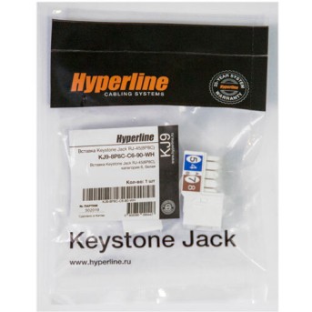 Hyperline KJ9-8P8C-C6-90-WH Вставка Keystone Jack RJ-45(8P8C), категория 6, белая - Metoo (3)