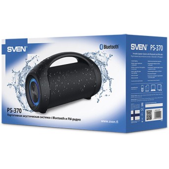 SVEN PS-370, черный, акустическая система 2.0, мощность 2х20Вт(RMS), Bluetooth, FM, USB, Водонепроницаемый (IPx5), подсветка, microSD, 2x3600mA*h в Metoo.kz - Metoo (5)