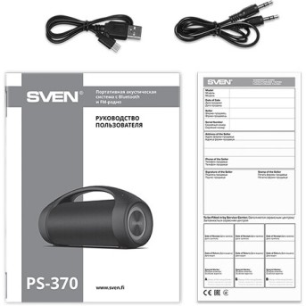 SVEN PS-370, черный, акустическая система 2.0, мощность 2х20Вт(RMS), Bluetooth, FM, USB, Водонепроницаемый (IPx5), подсветка, microSD, 2x3600mA*h в Metoo.kz - Metoo (4)