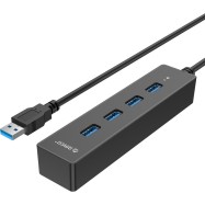 USB Хаб ORICO W8PH4-U3-BK-BP <USB3.0x4, 30cm, 136*30*22mm, BLACK>