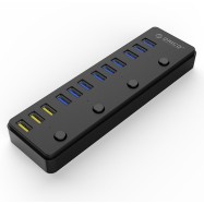 USB Хаб ORICO P12-U3-EU-BK <USB3.0x12, DC, 1M, ON/OFF кнопка, 176*52*22mm, BLACK>