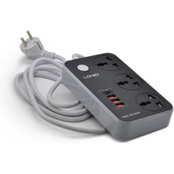 Сетевой фильтр LDNIO Universal SC3412 3 розетки 1*USB-C 12V-1.67A 3*USB 5V/<wbr>3.4A Портов 2м - Metoo (3)