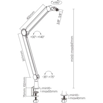 Пантограф (стойка) для микрофона Brateck MDS13-1 - Metoo (2)