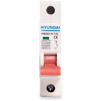 Автоматический выключатель HYUNDAI HIBD63-N 1PMCS0000C 1Р 32А Реечный - Metoo (3)