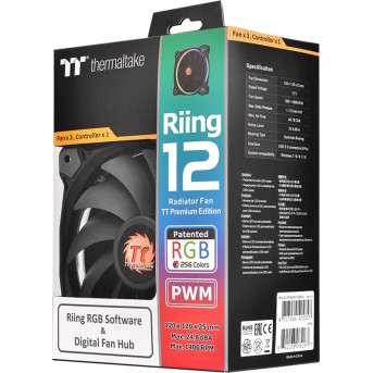 Кулер для кейса Thermaltake Riing Plus 12 RGB TT Premium Edition (3-Fan Pack) - Metoo (3)