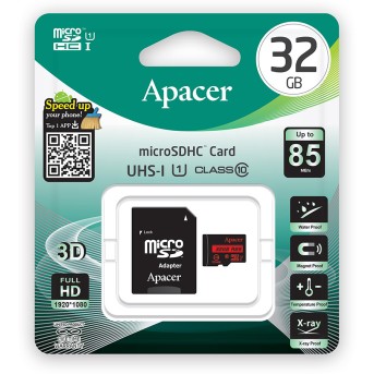 Карта памяти Apacer AP32GMCSH10U5-R 32GB + адаптер - Metoo (2)