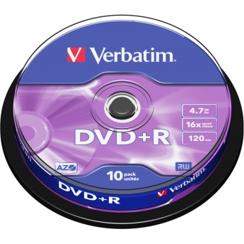Диск DVD+R Verbatim (43498) 4.7GB 10штук Незаписанный - Metoo (2)