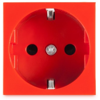 Розетка электрическая Рувинил типа Shuko 45x45 мм красная 70102 - Metoo (1)