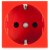 Розетка электрическая Рувинил типа Shuko 45x45 мм красная 70102 - Metoo (1)