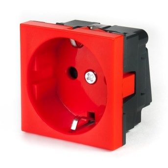 Розетка электрическая Рувинил типа Shuko 45x45 мм красная 70102 - Metoo (2)