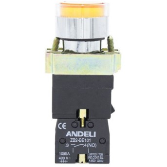 Кнопка открытая ANDELI XB2-BW3571 Желтая с подсветкой - Metoo (2)