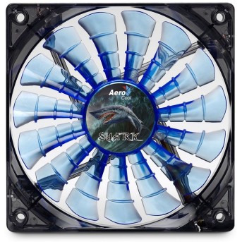 Кулер для кейса AeroCool SHARK fan 14см Blue Edition - Metoo (1)