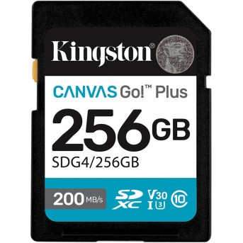 Карта памяти Kingston SDG4/<wbr>256GB Canvas Go Plus Gen4 C10 UHS-I U3 V30 256GB - Metoo (1)