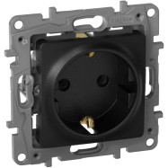 Розетка 2К+З Niloe Step 16А 250 В с з/ш с крышкой IP44 авт. клеммы Чёрный